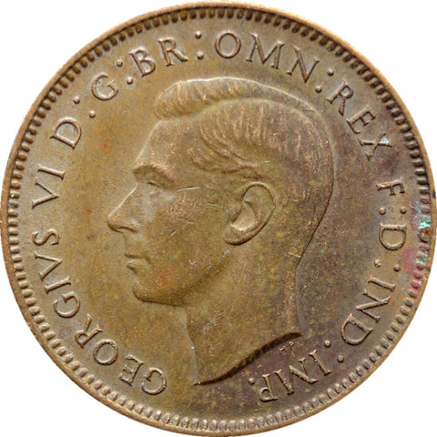 1943 1 Farthing George VI with IND IMP British Coin