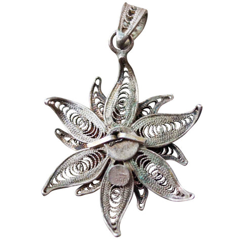 1910’s Antique Silver Pendant Flower Hallmarked 800 Jewellery fo Women