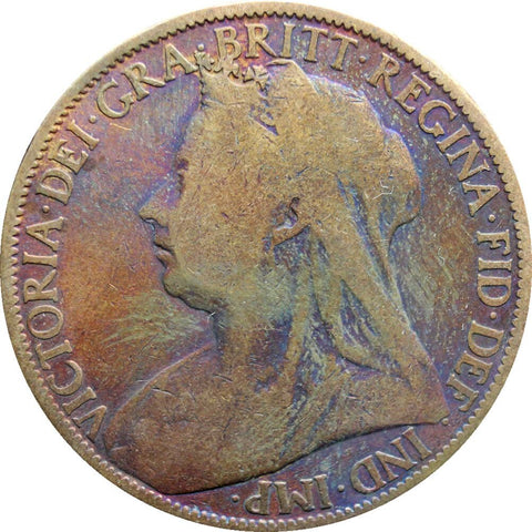 1898 One Penny Queen Victoria Great Britain Bronze Coin