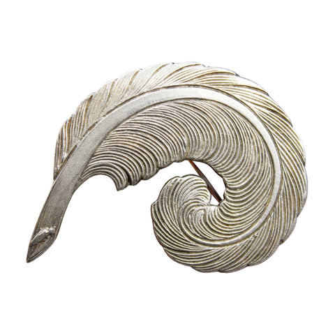 1980’s Vintage Solid Silver Brooch Feather