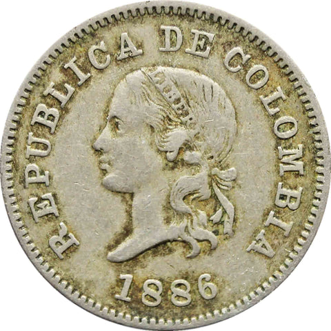 1886 5 Centavos Colombia Coin Small Top 5