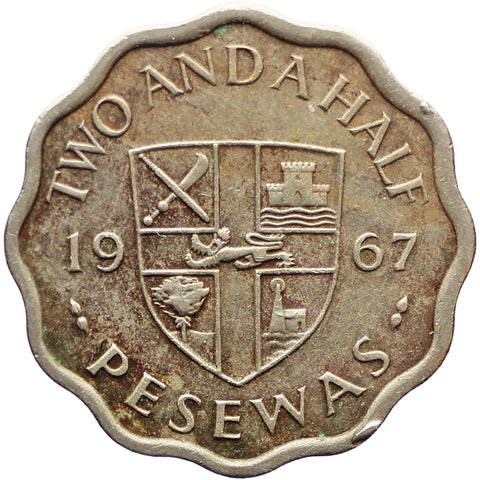 1967 2 and Half Pesewas Ghana Coin Africa Coins Cacao Fruits