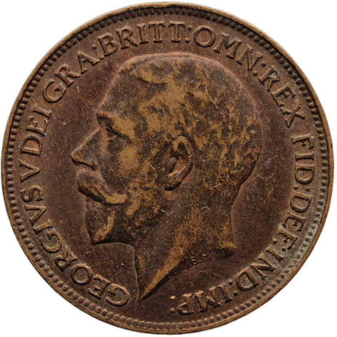 1921 One Farthing George V Coin United Kingdom