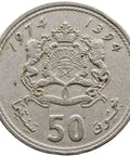 1974 - 1394 50 Santima Morocco Centimes Hassan II Coin