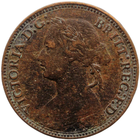 1874 Farthing Victoria Great Britain Bronze Coin (2nd portrait)