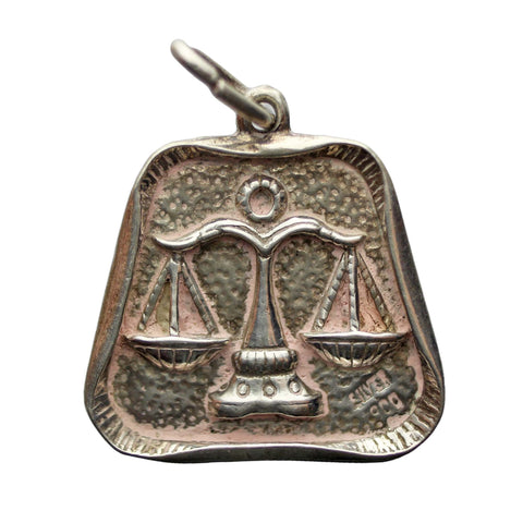 Vintage Zodiac Libra The Scales Pendant Silver