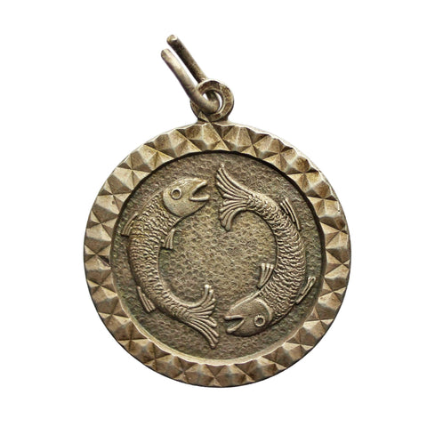 Vintage Zodiac Fish Pendant Sterling Silver