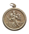 Silver Religion St Christopher Pendant Medallion Vintage