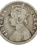 1874 Quarter Rupee Coin British India Victoria silver Coin Calcutta Mint