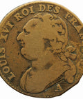 1792 A France 12 Deniers Louis XVI Coin Paris Mint