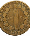 1792 A France 12 Deniers Louis XVI Coin Paris Mint