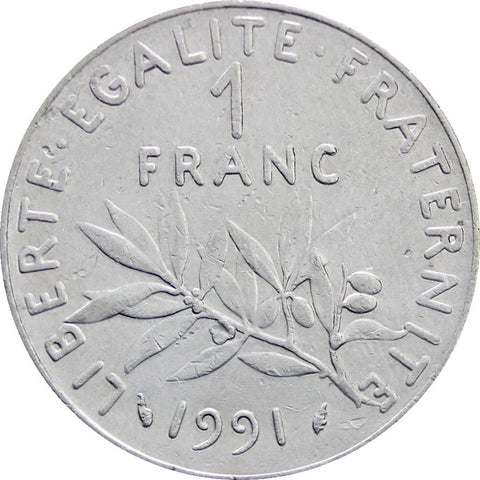 1991 One Franc France Coin