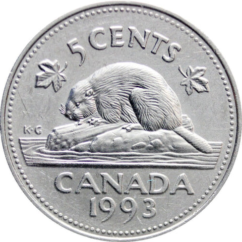 1993 5 Cents Canada Elizabeth II Coin