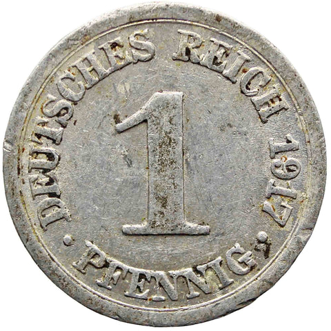 1917 G 1 Pfennig Germany 1 Pfennig Wilhelm II type 1 large shield