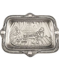 Antique 1897 Victorian Era Sterling Silver Card Tray Johnson, Durban & Co Ltd Birmingham Hallmarks Embossed scene of Sir Walter Raleigh