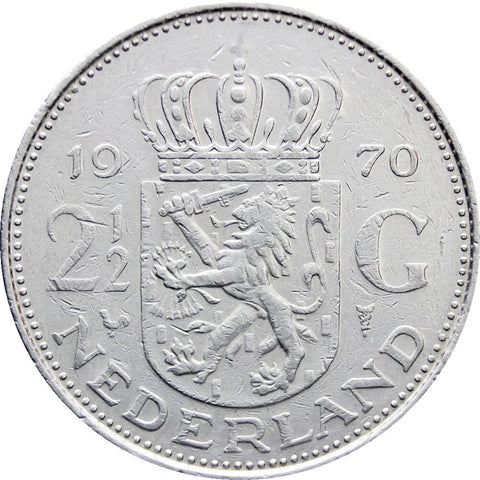 1970 2 1/2 Gulden Netherlands Juliana Coin