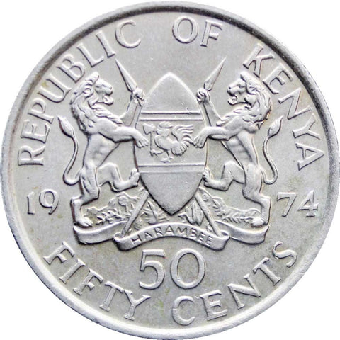 1974 Kenya 50 Cents Mzee Jomo Kenyatta