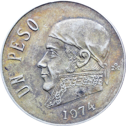 1974 One Peso Mexico Coin Portrait of José María Morelos