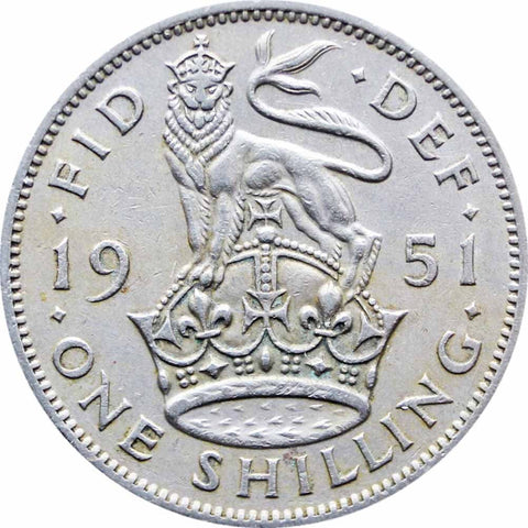 1951 One Shilling George VI British Coin