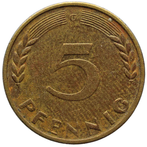 1950 5 Pfennig Germany - Federal Republic Coin Karlsruhe Mint