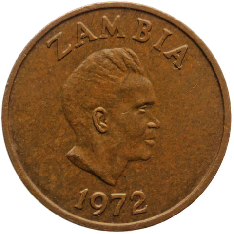 1972 1 Ngwee Zambia Coin President Kenneth Kaunda