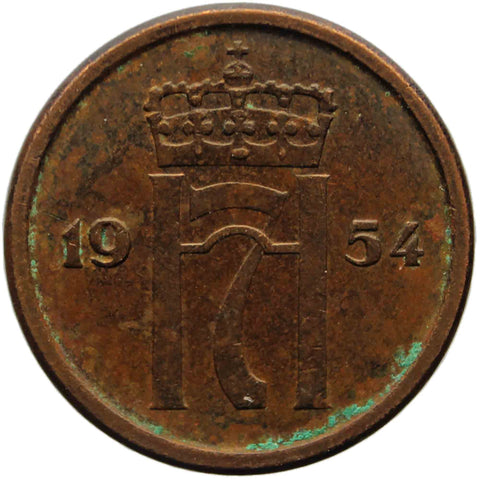 1954 1 Øre Norway Haakon VII Coin