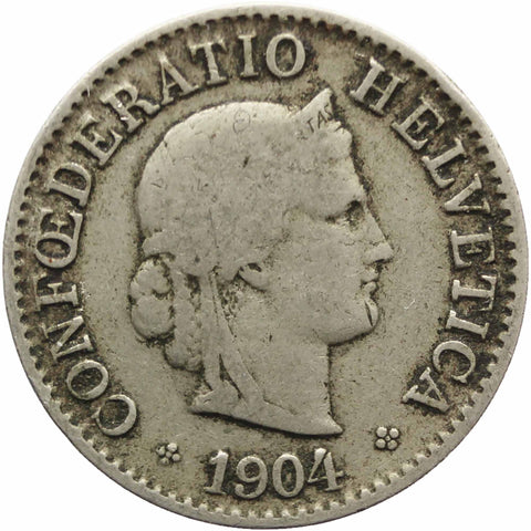 1904 Switzerland 5 Rappen Coin