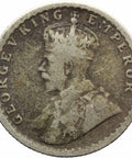 1918 Quarter Rupee Coin British India George V silver Coin Calcutta Mint
