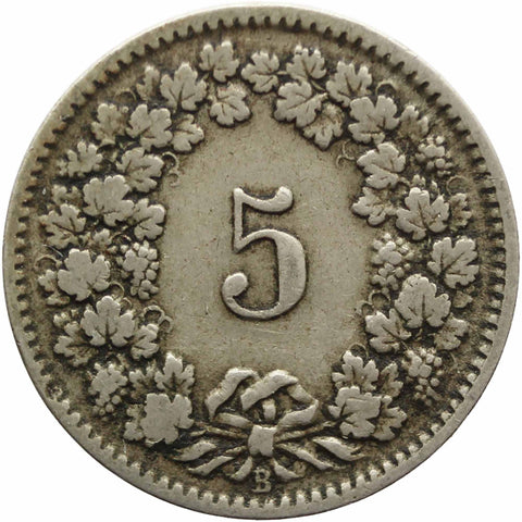 1904 Switzerland 5 Rappen Coin