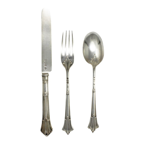 1901 Antique Victorian Era Sterling Silver Cutlery Set Silversmith Goldsmiths & Silversmiths Co Ltd London Hallmarks