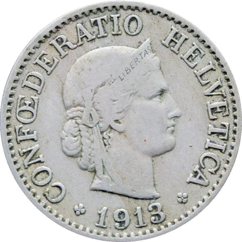 1913 Switzerland 10 Rappen Coin