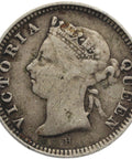 1889 Five Cents Hong Kong Coin Queen Victoria Silver