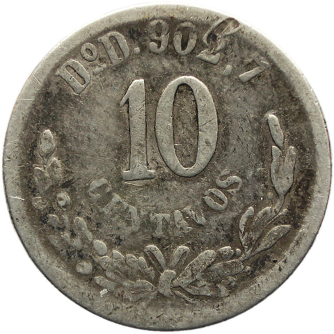 1894 Do D 10 Centavos Mexico Coin Silver Durango Mint