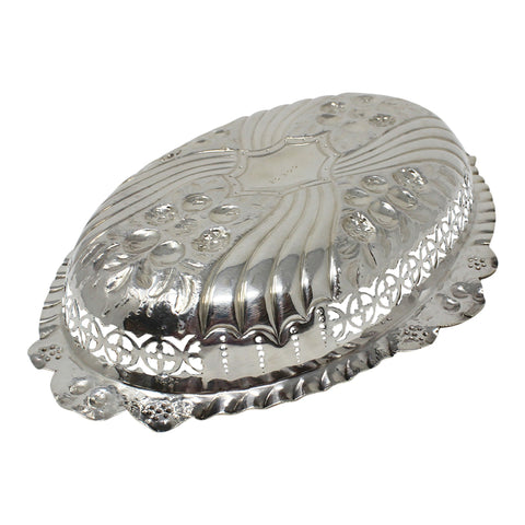 1895 Antique Victorian Era Sterling Silver Pierced Dish Silversmiths Elkington & Co Ltd Birmingham Hallmarks