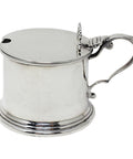 1910 Antique Edwardian Era Sterling Silver Mustard Pot with Blue Glass Liner Silversmiths James Dixon & Sons Ltd Sheffield Hallmarks