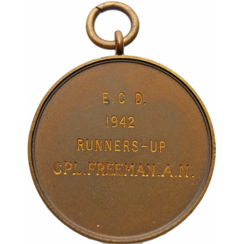 1942 Bronze Football Sport Award Medal by Medallist Phillips Aldershot