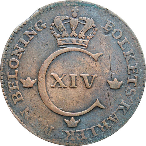 1828 1/2 Skilling Sweden Coin Karl XIV Johan