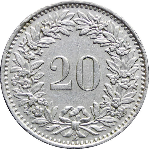 1955 Switzerland 20 Rappen Coin