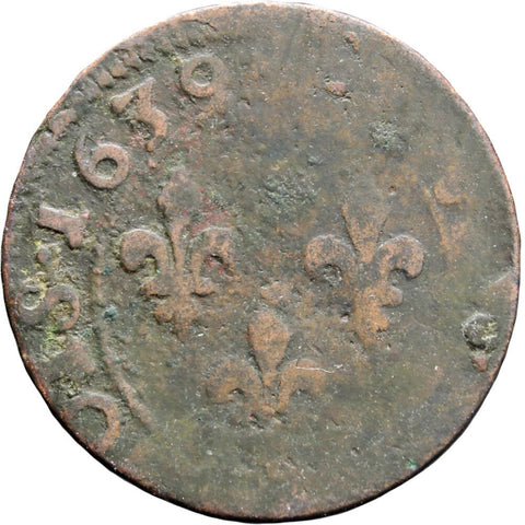 1639 Double Tournois 2 Deniers Louis XIII France Coin