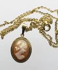 Vintage Gold Plated Cameo Necklace Pendant