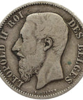 1886 50 Centimes Belgium Coin Silver Leopold II French text