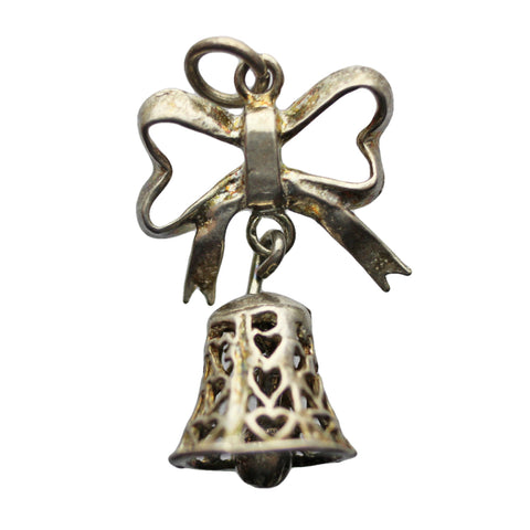 Vintage Bell Pendant Sterling Silver