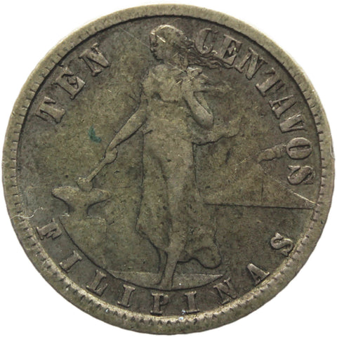 1918 10 Centavos Philippines Coin United States Administration