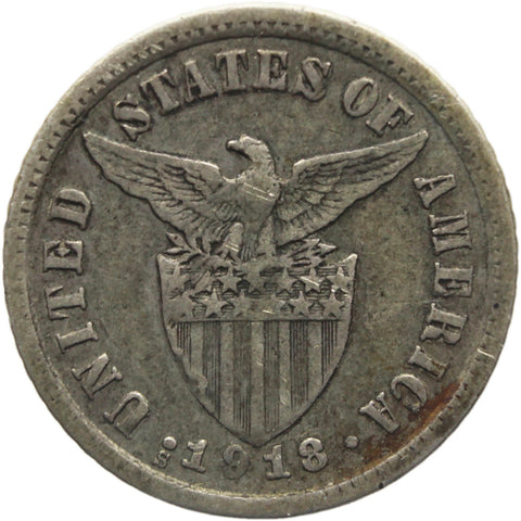 1918 10 Centavos Philippines Coin United States Administration