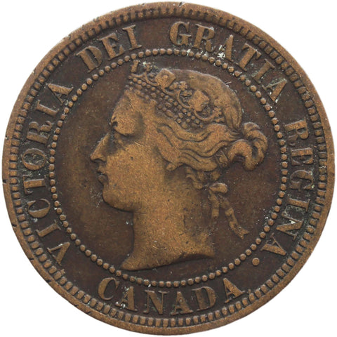 1876 H One Cent Canada Queen Victoria Coin Bronze