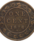 1876 H One Cent Canada Queen Victoria Coin Bronze