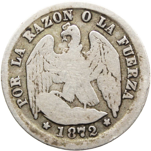 1872 Half Decimo Chile Silver Coin