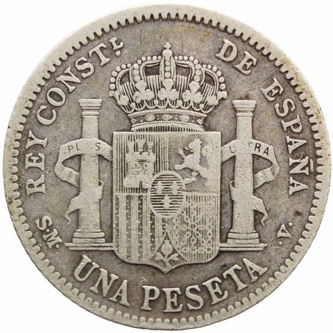 1904 SMV 1 Peseta Spain Coin Silver Alfonso XIII 4th portrait