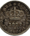 1877 50 Reis Portugal Coin Luiz I Silver