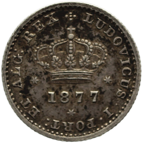 1877 50 Reis Portugal Coin Luiz I Silver